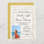 イエローコスタリカパスポート結婚式招待状 招待状 (正面/裏面)