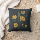 イエローコスモスフラワーシンプル美しい クッション (ブランケット)