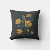 イエローコスモスフラワーシンプル美しい クッション (正面)