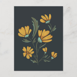 イエローコスモスフラワーシンプル美しい シーズンポストカード
