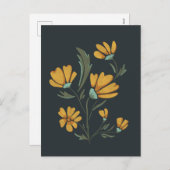 イエローコスモスフラワーシンプル美しい シーズンポストカード (正面/裏面)