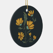 イエローコスモスフラワーシンプル美しい セラミックオーナメント (右)