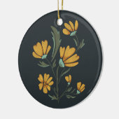 イエローコスモスフラワーシンプル美しい セラミックオーナメント (左)