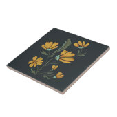 イエローコスモスフラワーシンプル美しい タイル (側面)