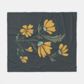 イエローコスモスフラワーシンプル美しい フリースブランケット (正面(横))