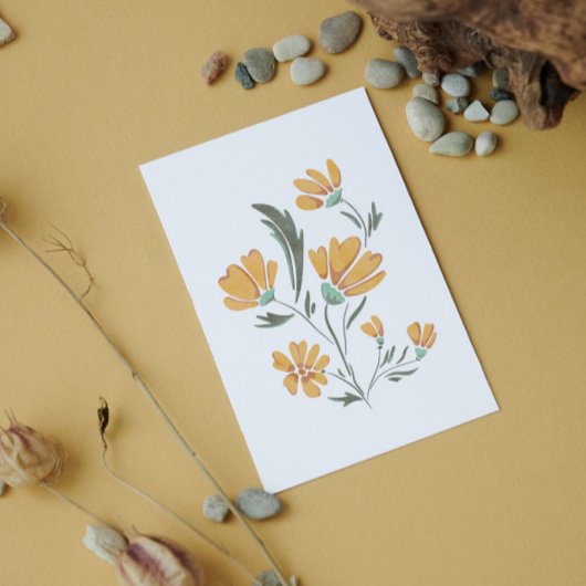 イエローコスモスフラワーシンプル美しい ポストカード