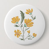 イエローコスモスフラワーシンプル美しい 缶バッジ (正面)