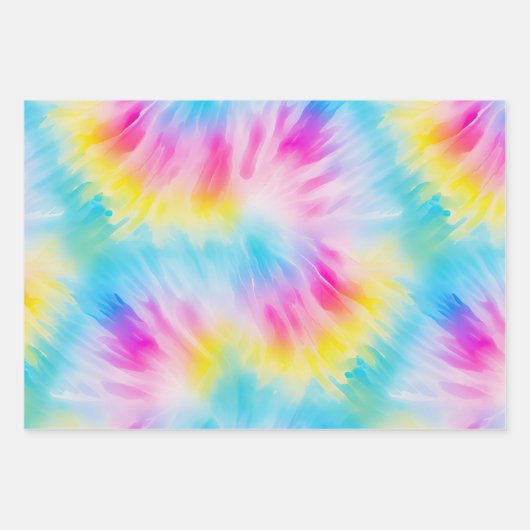 イエローコーラルアクア絞り染め ラッピングペーパーシート (正面3)