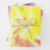 イエローコーラルアクア絞り染め ラッピングペーパーシート (インサイチュ)