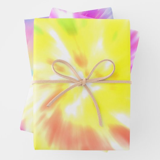 イエローコーラルアクア絞り染め ラッピングペーパーシート (インサイチュ)