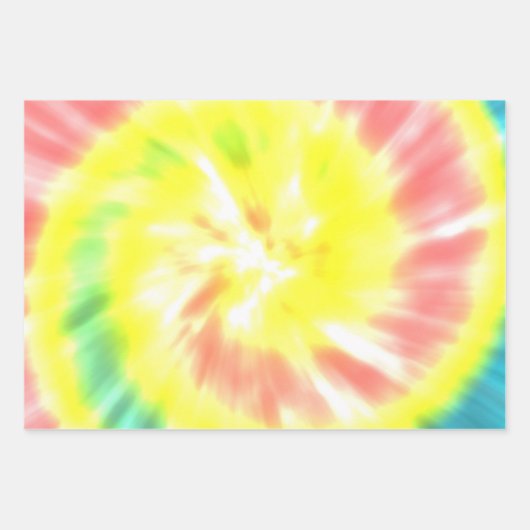 イエローコーラルアクア絞り染め ラッピングペーパーシート (正面)