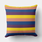 イエローコーラルブルーパープルモダンストライプズ クッション (裏面)