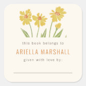 イエローコーンフラワーカスタムプレート スクエアシール (正面)