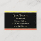 イエローコー縁どルオンブラックプロフェッショナルスタイリッシュ 名刺 (裏面)