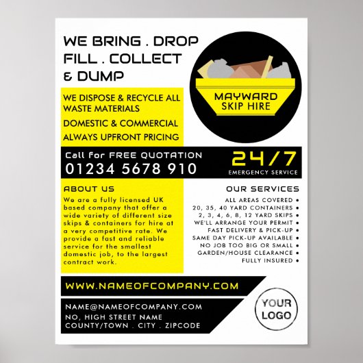 イエローゴミSkip、Skip/Dumpster会社 ポスター (正面)