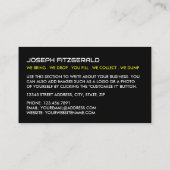 イエローゴミSkip、Skip/Dumpster会社 名刺 (裏面)