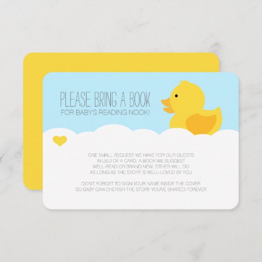 イエローゴムダッキー(アヒルちゃん)バブルバスベビーシャワー 招待状 (正面/裏面)