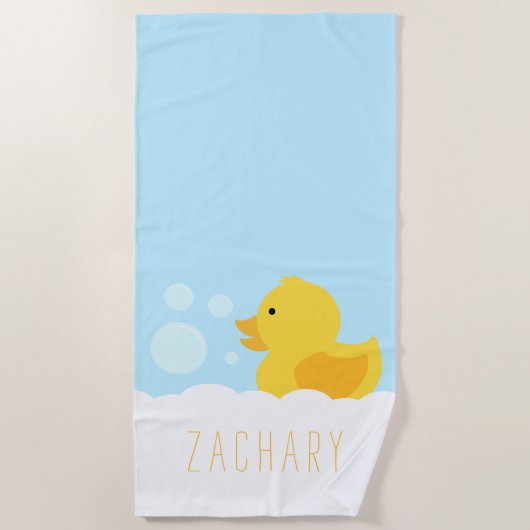イエローゴムダッキー（アヒルちゃん） ビーチタオル (正面)