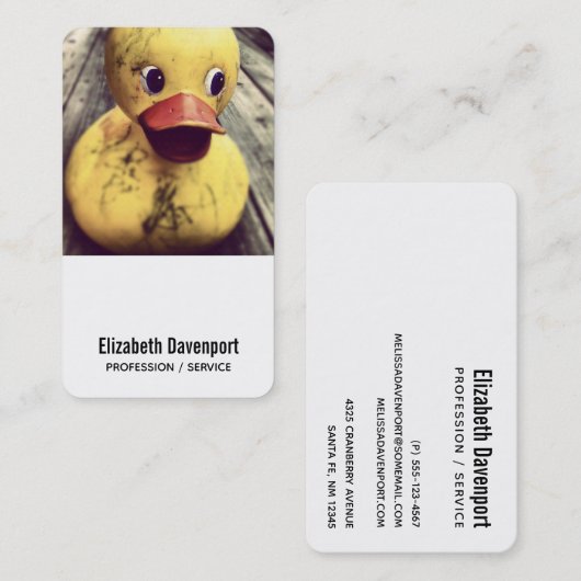 イエローゴムダッキー(アヒルちゃん)(土で覆われた) 名刺 (正面/裏面)