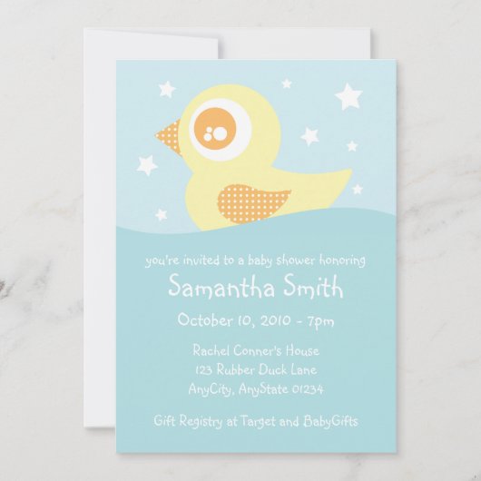 イエローゴムダッキー（アヒルちゃん）招待状 招待状 (正面)