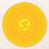 イエローゴールデンサンロータス花瞑想ホイールOM ラウンドペーパーコースター (正面)