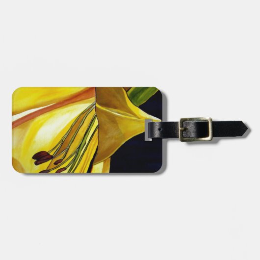 イエローゴールデンスプレンダーリリーオリジナルアート ラゲッジタグ (正面横)
