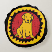 イエローゴールデンラブラドールラボレトリバー装飾用クッション ラウンドクッション (裏面)