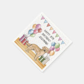 イエローゴールデンレトリエカラフルーバーパステル誕生日 スタンダードカクテルナプキン (角)