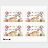 イエローゴールデンレトリエカラフルーバーパステル誕生日 長方形シール (シート)