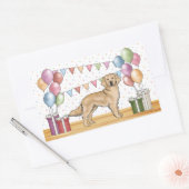 イエローゴールデンレトリエカラフルーバーパステル誕生日 長方形シール (封筒)