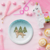 イエローゴールデンレトリエバードッグブルーウィンタークリスマス ペーパープレート (パーティー)