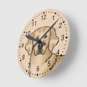 イエローゴールデンレトリエバーマンガードッグヘッドポートレート ラウンド壁時計 (傾斜)