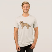 イエローゴールデンレトリバーかわいい漫画の犬のアートワーク トライブレンドＴシャツ (正面全面)