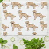 イエローゴールデンレトリバーかわいい漫画の犬のパターン キッチンタオル (折り畳み)