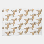 イエローゴールデンレトリバーかわいい漫画の犬のパターン キッチンタオル (横)