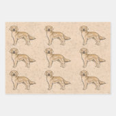 イエローゴールデンレトリバーかわいい漫画の犬のパターン ラッピングペーパーシート (正面2)