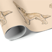 イエローゴールデンレトリバーかわいい漫画の犬のパターン ラッピングペーパー (ロールコーナー)