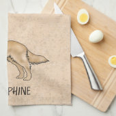 イエローゴールデンレトリバーかわいい犬と名前をカスタムする キッチンタオル (四つ折り)