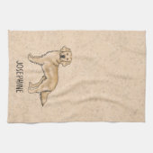 イエローゴールデンレトリバーかわいい犬と名前をカスタムする キッチンタオル (横)