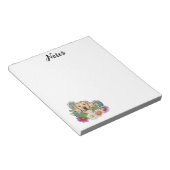 イエローゴールデンレトリバーかわいい犬カラフルの花 ノートパッド (アングル)