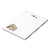 イエローゴールデンレトリバーかわいい犬カラフルの花 ノートパッド (回転)