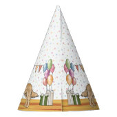 イエローゴールデンレトリバーカラフルハッピーバースデー パーティーハット (裏面)