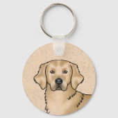 イエローゴールデンレトリバーカワイトカートゥーンカートゥーンドッグポートレート キーホルダー (正面)
