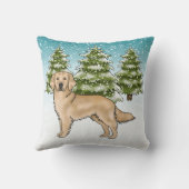 イエローゴールデンレトリバーブルーウィンタークリスマス クッション (裏面)