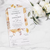 イエローゴールデン結婚フローラ オールインワン招待状