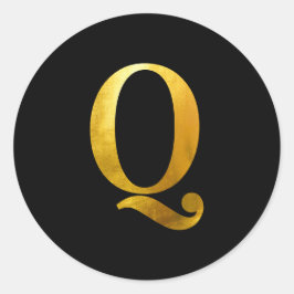イエローゴールドフォイルモノグラムQオンブラック ラウンドシール