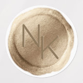 イエローゴールド箔ワックスシールイニシャル結婚ズモノグラム ラベル (デザイン1)