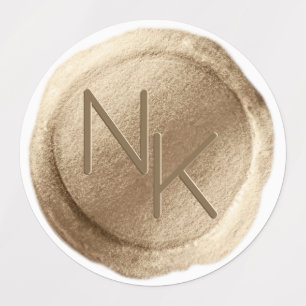 イエローゴールド箔ワックスシールイニシャル結婚ズモノグラム ラベル