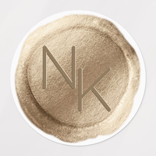 イエローゴールド箔ワックスシールイニシャル結婚ズモノグラム ラベル (デザイン1)