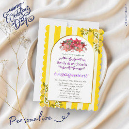 イエローゴールド ボールド フローラル ブルームズ 婚約パーティー 招待状